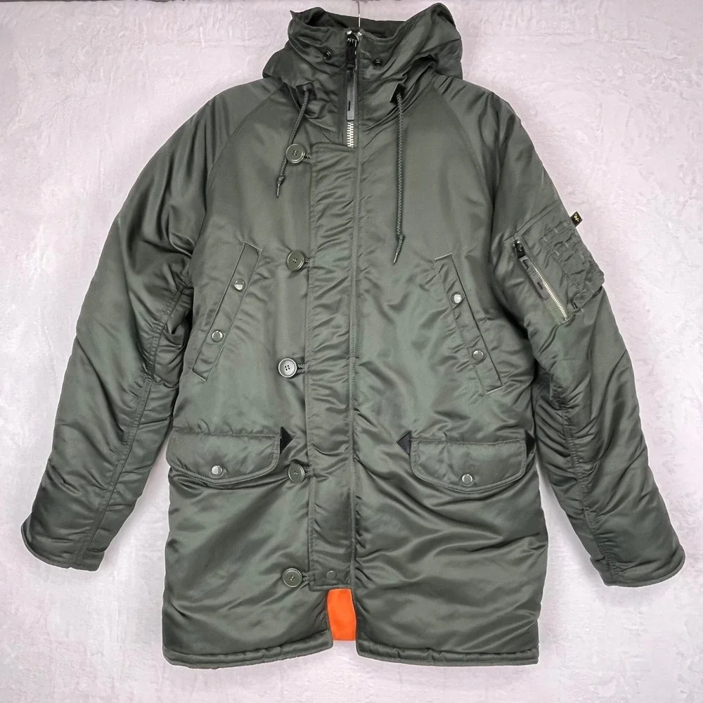 VTG Alpha‎ Industries N-3B Parka Jacket Mens Med Extreme Cold Weather Military